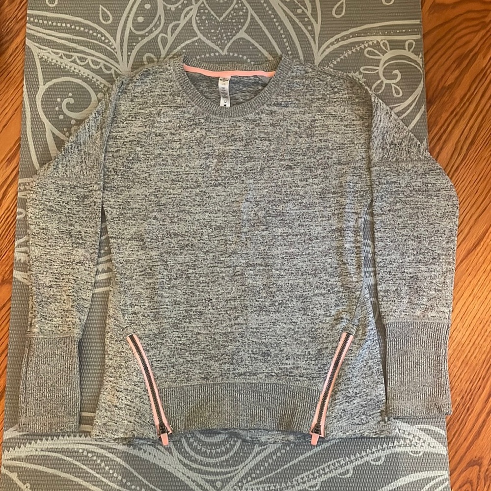 90 Degree by Reflex Girls Grey Sweater with bottom zippers